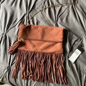 BCBGMAXAZRIA Rylee Zipper Tassel Foldover Clutch